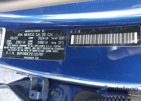 2025 Kia K4 Ex from USA, damaged, VIN 3KPFU4DE2SE120789